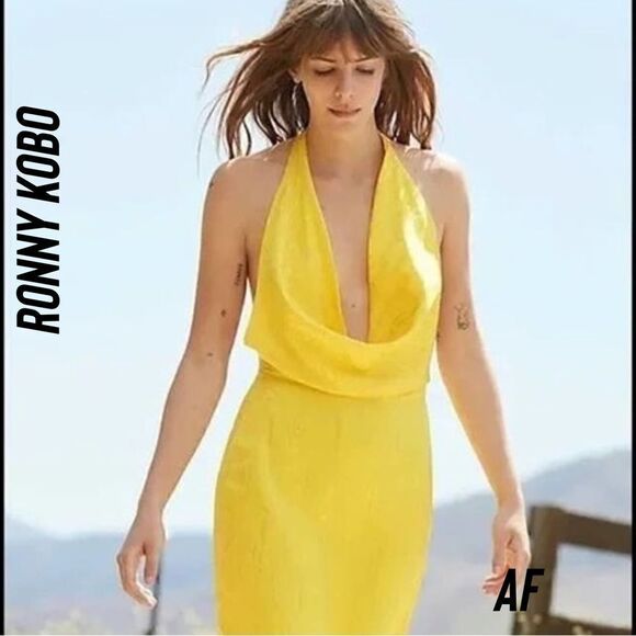 RONNY KOBO FOR FREE PEOPLE MARISSA MINI DRESS IN LEMON NWT MEDIUM - Picture 14 of 15